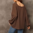 thumbnail image 4 of Hauts d'Automne pour Femmes Col Rond Couleur Unie Manches Longues Blouse Habillée Décontractée Coupe Ample Confortable pour Sortir, 4 of 4