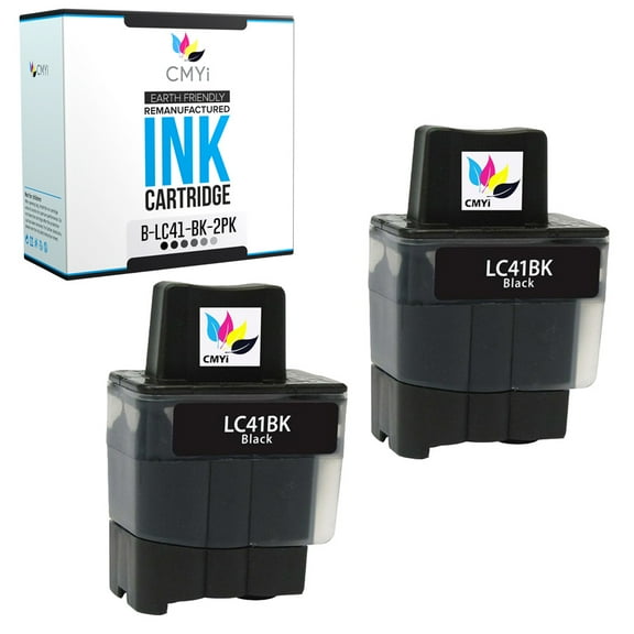 CMYi LC41 Black 2-Pack Ink Cartridges compatible for Brother LC41 - MFC 210C, 3240C, 3340CN, 420CN, 5440CN, 5840CN, 620CN, 640CW, 820CW, DCP 110c, 120c, Intellifax 1840c, 1940CN, 2440C (2 Black)