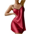 thumbnail image 4 of Blmnix Nightgowns for Women Mumu House Dress Red Sleeveless V-Neck Sleep Dress, 4 of 5