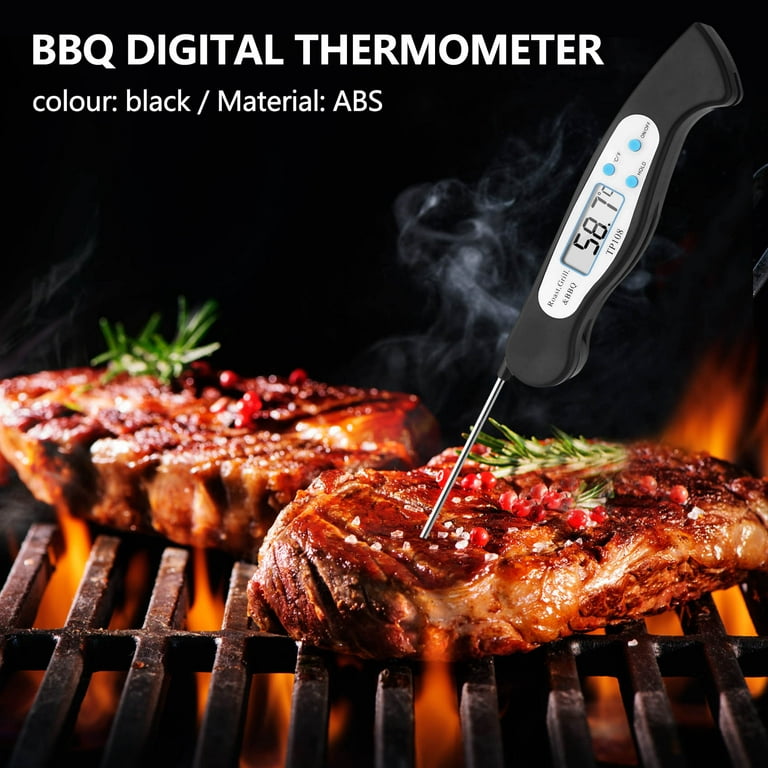 Maestri House Instant Read Meat Thermometer, Digital Waterproof Food  Thermometer with Foldable Probe for Turkey, Grill, Kitchen, Baking, BBQ  (Black)