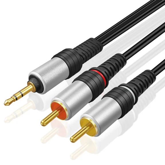 3.5Mm To Rca Audio Cable 3Ft Male Stereo Y Adapter Aux Auxiliary Headphone Jack