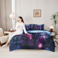 thumbnail image 4 of Manfei Halloween Skull Butterfly King Bedding 7pcs, Gothic Floral Rose King Bed in a Bag, Blue Purple Pink,Navy Blue Reversible, 4 of 7
