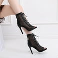 thumbnail image 5 of Pmoiste Summer Mesh Booties for Women High Heel Sandals Peep Toe Lace Up Sexy Stiletto Heels Dance Shoes Black 10, 5 of 6