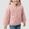 thumbnail image 2 of UAYOTSE Girls Long Sleeved Hoodless Jacket Comfortable Fleece Lined Warm Fashionable Zippered Jacket(S77-Pink,6-12 Months), 2 of 6
