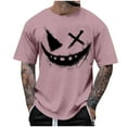 thumbnail image 2 of Blusas y camisas de manga corta con cuello redondo para hombre, blusas casuales de verano a la moda con cuello redondo y estampado para hombre., 2 of 4