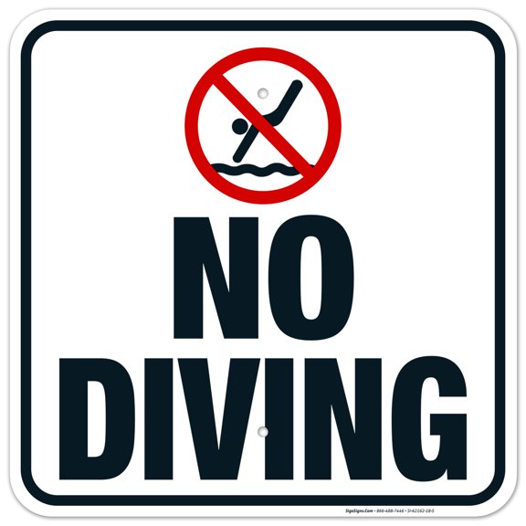 Texas No Diving Sign, Complies With State Of Texas Pool Safety Code, 18x18 Aluminum