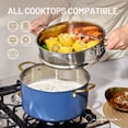 thumbnail image 5 of CAROTE 8QT Tri-Ply Stainless Steel Stock Pot with Steamer Insert, 5-Piece Cooking Pot Set with Silicone Utensils, Blue, 5 of 8