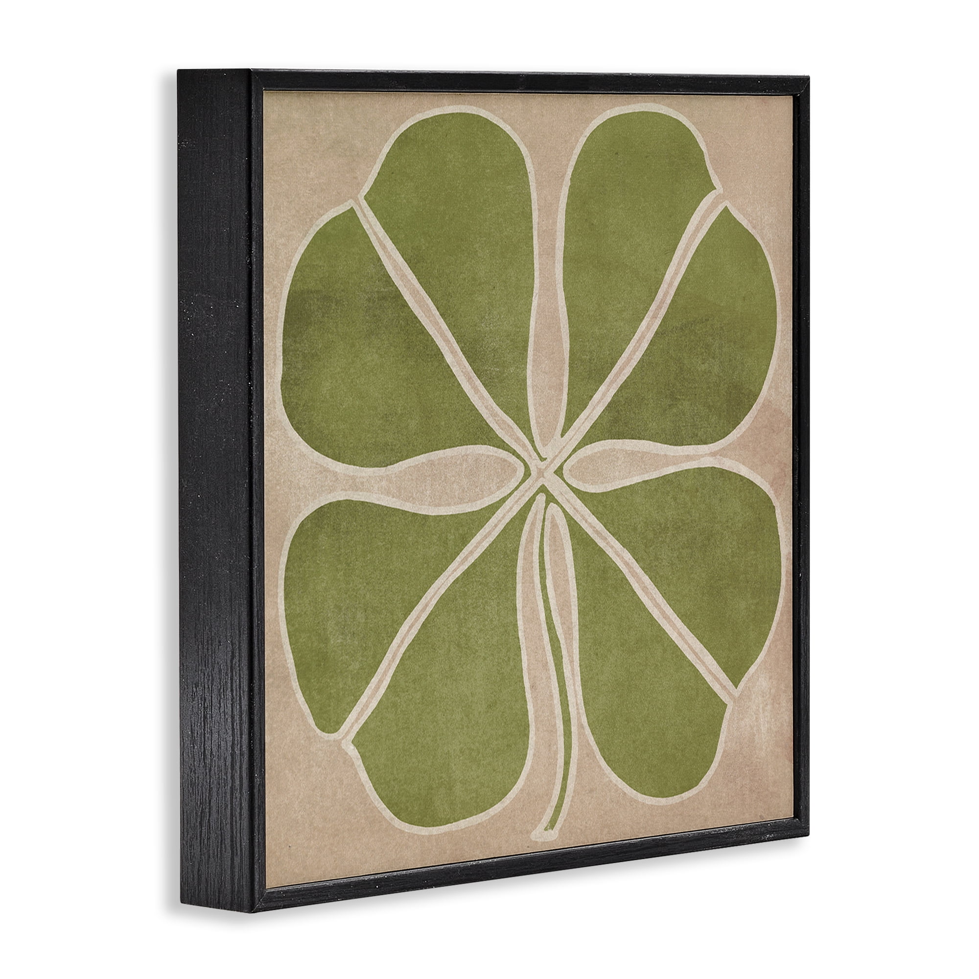 Neutral Symmetrical Clover Black Framed Giclee Art, design by June Erica Vess