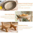 thumbnail image 3 of LUOLUO 3 Tier Ceramic Fruit Bowl With Bamboo Wood, Ceramic Fruit Display Shelf for  Kitchen Counter,Brown, 3 of 17