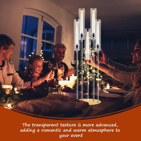Acrylic Candelabra | 8 Pieces Acrylic Candlestick Holder | Clear Candelabra with Removable Lampshade for Wedding Christmas Easter Party