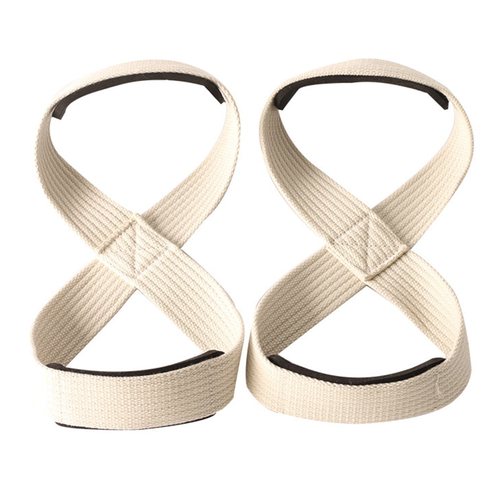 GEjnmdty Padded Figure 8 Deadlift Training Straps PullUps Straps for Gym Fitness (White