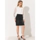 thumbnail image 5 of INSPIRE CHIC Falda Vaquera Midi Básica Desgastada De Cintura Alta Con Dobladillo Rasgado Y Lavado Para Mujer Negro XS, 5 of 5