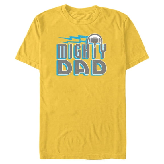 Marvel Thor Mighty Dad Retro Father's Day - Short Sleeve Blended T-Shirt for Adults - Customized-Yellow