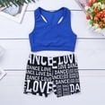 thumbnail image 4 of Yartina Girls Two Pieces Dance Sports Outfits Racerback Tank tops With Booty Shorts Gymnastics Blue&Black S, 4 of 5
