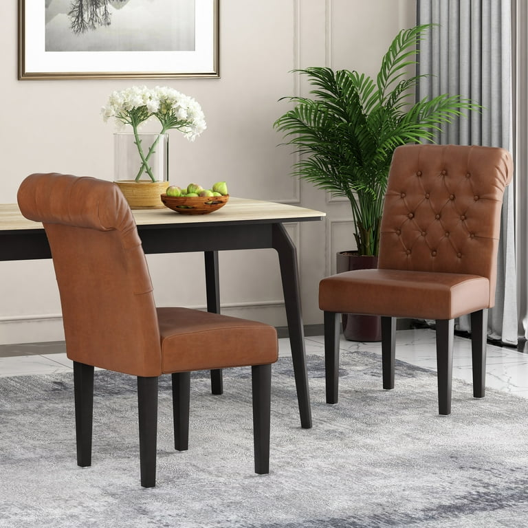Noble House Cullon Indoor Faux Leather Dining Chairs, Set of