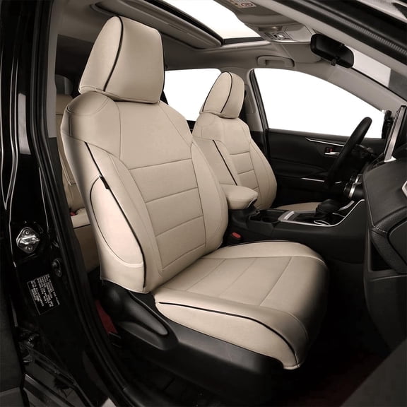 EKR Custom Fit RAV4 Car Seat Cover for 2019 2020 2021 2022 2023 2024 2025 Toyota RAV4 Hybrid SE,XSE,2025 RAV4 PHEV SE,XSE, 2021-2024 RAV4 Prime SE,XSE Full Set,Leather(Beige)