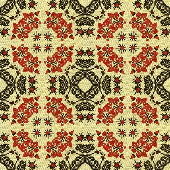 Ahgly Company Indoor Square Patterned Mustard Yellow Area Rugs, 4' Square