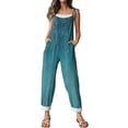 thumbnail image 5 of Linen Jumpsuits for Women Boho Floral Gardening Overalls Loose Fit Plus Size Rompers Bohemian Travel Vacation Baggy Clothes Blue 3XL, 5 of 5