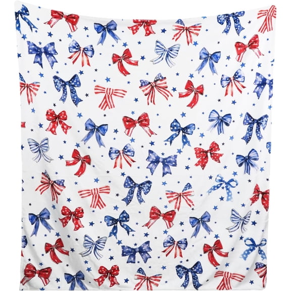 American Flag Bows Throw Blanket