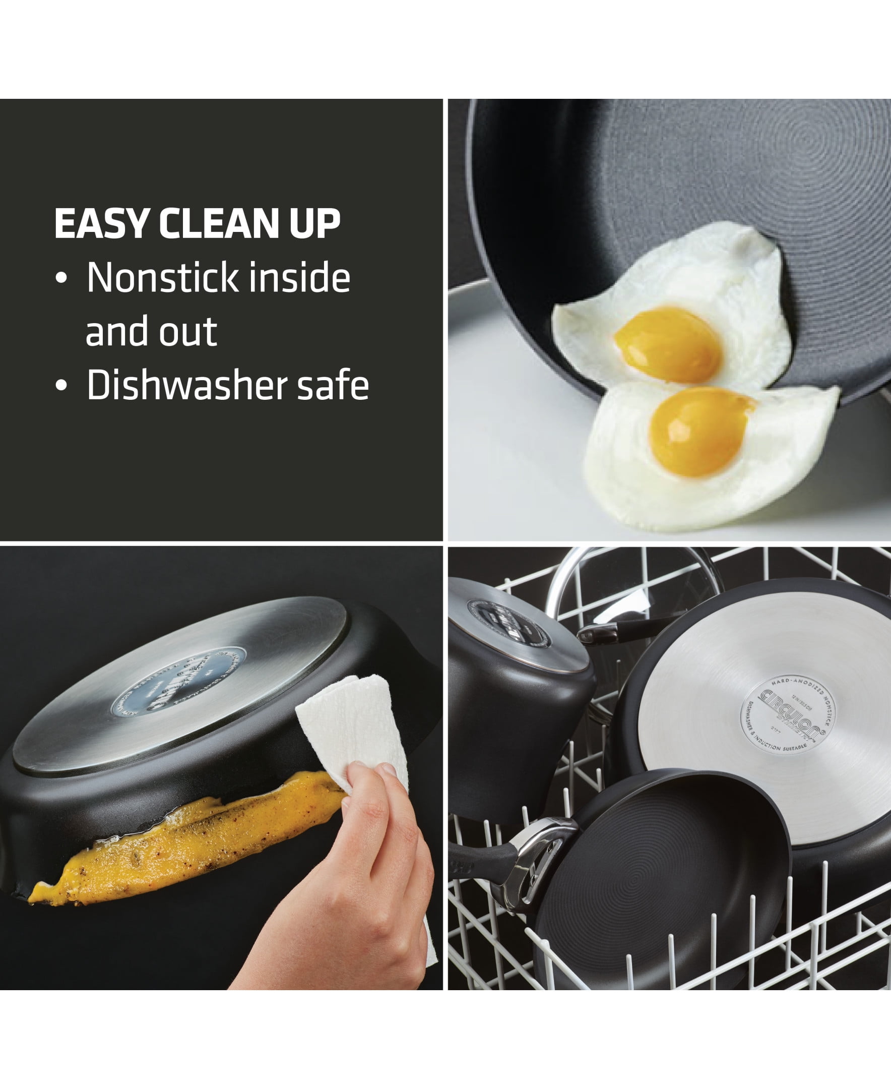Circulon Symmetry 4 Piece Hard-Anodized Nonstick Pots and Pans Set, Black