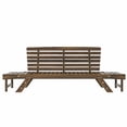 thumbnail image 3 of 3-Seat Wooden Patio Sofa, Outdoor Adjustable Daybed Sofa Chaise Lounge Bench with Cushions and Armrest, Convertible Couch Sofa Bed for Small Places, Brown Finish+Beige Cushion, 3 of 9