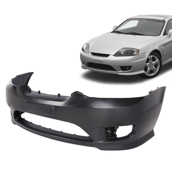 PIT66 Front Bumper Cover Fit For 2005-2006 Hyundai Tiburon W/ Fog Lamp Holes Black HY1000153 865112C500