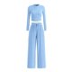 thumbnail image 1 of Conjunto de Mujer PRETTYGARDEN Top Corto y Pantalones Anchos Azul Claro M, 1 of 8