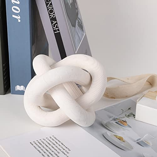 Wood Knot Decor,3-Link Wood Chain Link Coffee Table Decor,Small Shelf Decor Accents,Hand Carved Modern Farmhouse Boho Wooden Knot Decorative Chain Wood Decor for Living Room Bedroom Office
