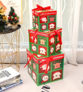 Father Christmas Xmas 3 Santa Christmas Stacking Gift Boxes Christmas Eve Box 