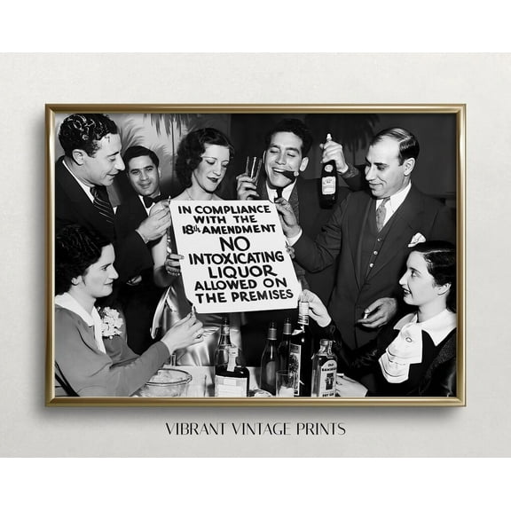 Miluva Prohibition Wall Art, No Liquor Sign, Black And White Art, Vintage Wall Art, Speakeasy Art, Bar Wall Decor, , Printable Art ,Decor For Living Room Bedroom, 8x12 UNFRAMED