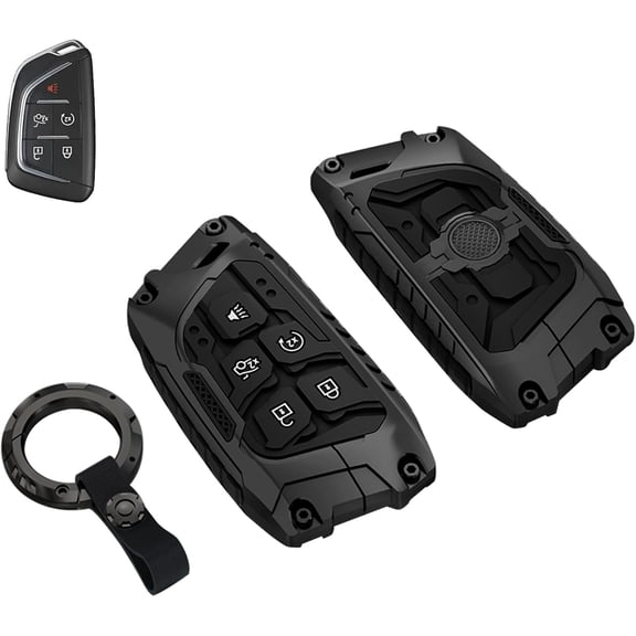 Key Fob Cover Compatible with Cadillac Escalade ESV CT5 CT6 XTS XT4 XT5 XT6 ATS Lyriq Optiq 2020-2026 5 Button Keychain Case Holder Protector,Gun Black,5 buttons
