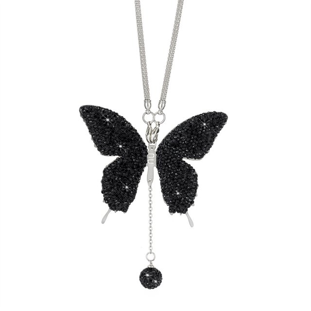 Colgante de mariposa de diamantes para coche, colgante de metal con forma de mariposa para espejo retrovisor de coche, colgante de diamantes de moda para coche