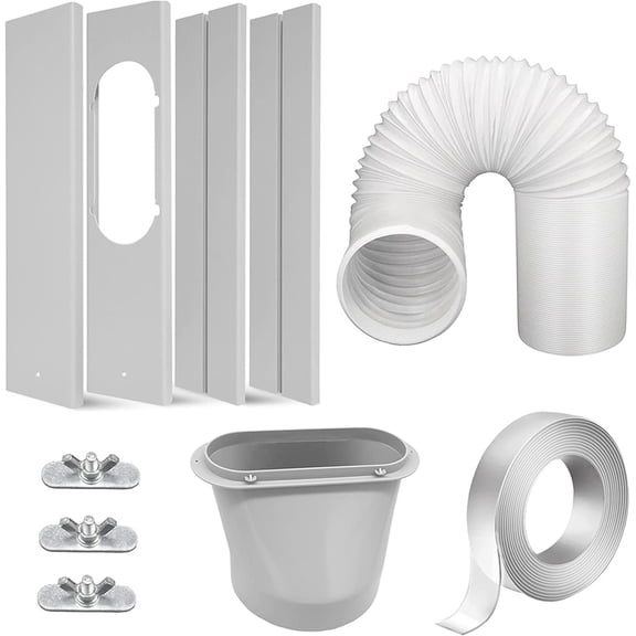 Portable Air Conditioner Window Kit with 5.1” Exhaust Hose, Adjustable Universal Window Seal for AC Unit… (5.1 inch with hose)