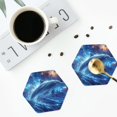thumbnail image 4 of Pofeuu Beautiful Ocean Dolphin Print Coasters for Drinks, 4Pack PU Leather Coasters, Bar Drink Coasters for Tabletop Protection, Furniture from Damage-Hexagon, 4 of 6