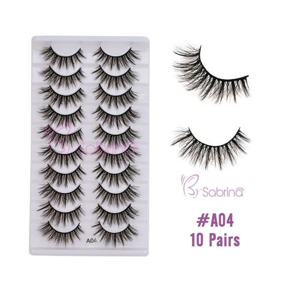 Pestañas Postizas Aspecto Natural 10 Pares de Pestañas Adhesivas Reutilizables,A04