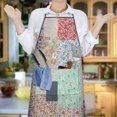 thumbnail image 6 of Pioneer Flower Floral Print Pattern Apron-Garden Aprons for Women with Pockets-Cotton Linen Waterproof Kitchen Cooking Gardening Aprons Adjustable for Kitchen,Cooking,BBQ and Salon 33x27 Inch, 6 of 7