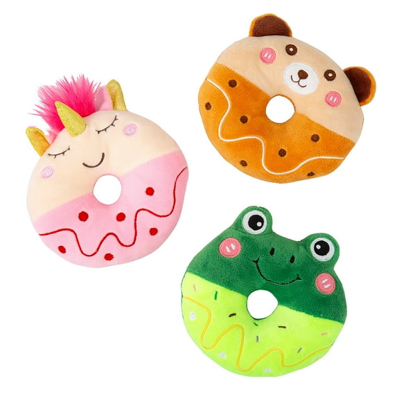 5" Cute Stuffed Frog, Bear & Unicorn Character Donuts - 12 Pieces