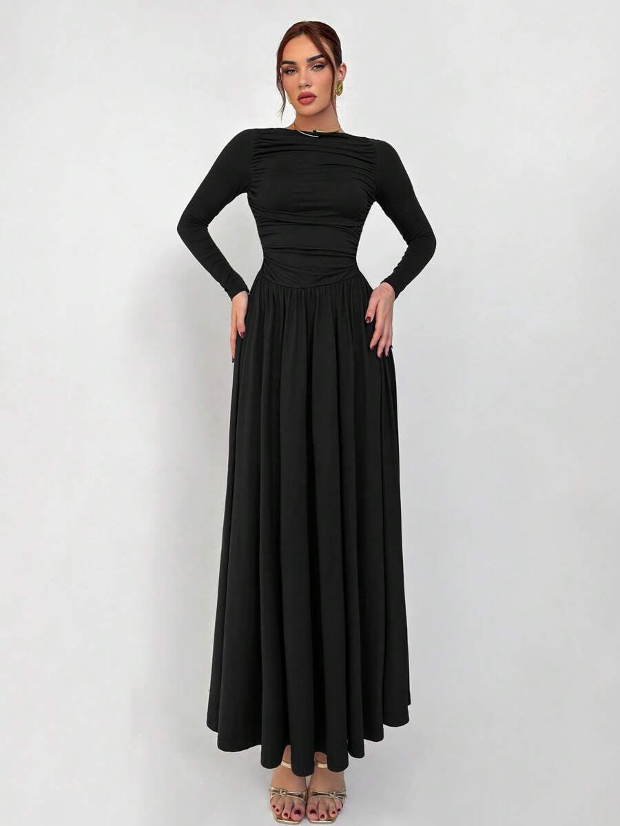 black long sleeve ruched bodycon dress Maxi For Women Elegant Casual Electric Blue Lace Dress look-aminah-v-neck-cross-back-maxi-dress-shiloh-brown Color:As Photo（Champagne） SPECIFICATIONSBrand Name