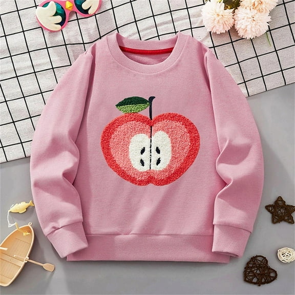 Wavsuf Girl Winter Pullover Kids Printed Sweatshirts Motion Top Crew Neck Hoodless Sweatshirt Pink Size 6 Years