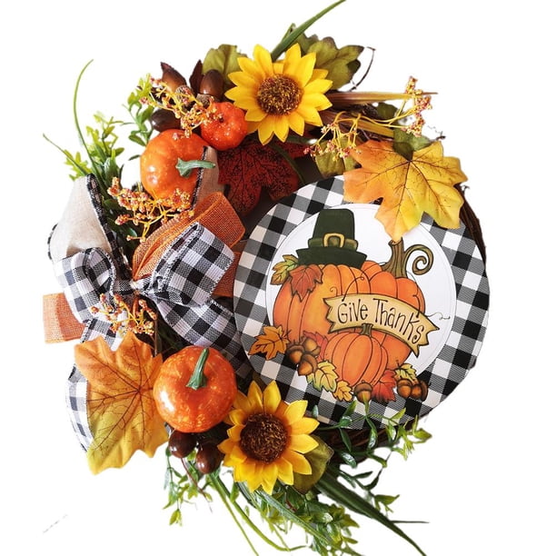 Girasol Calabaza Otoño Guirnalda Plantas De Simulación Colgador De Puerta Delantera Guirnalda Letrero De Madera Decoración Para Chimenea Jardín Kearding HA038224-00