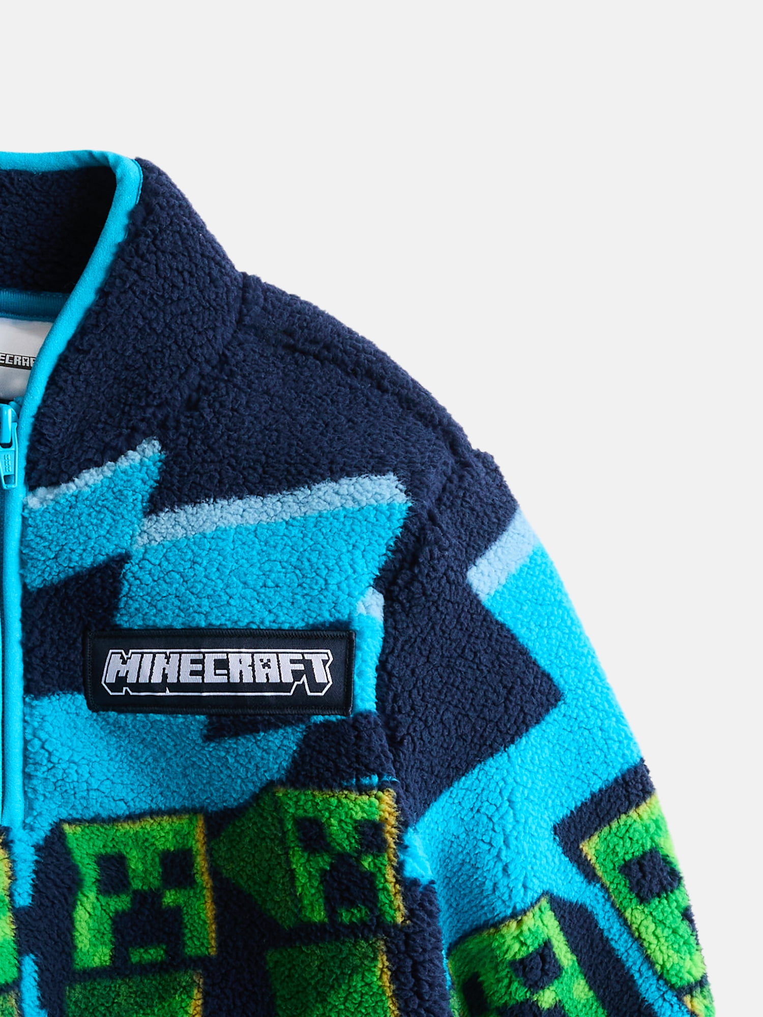 Minecraft Boys Fuzzy Fleece Quarter Zip Jacket, Sizes XS-XXL