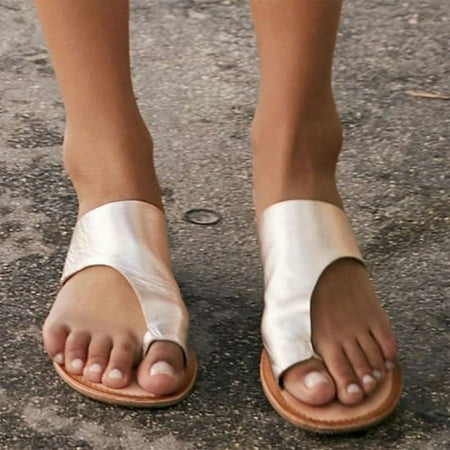 

ERTUTUYI Women s Ladies Casual Ring Toe Wedges Slippers Outdoor Slides Shoes Gold 42