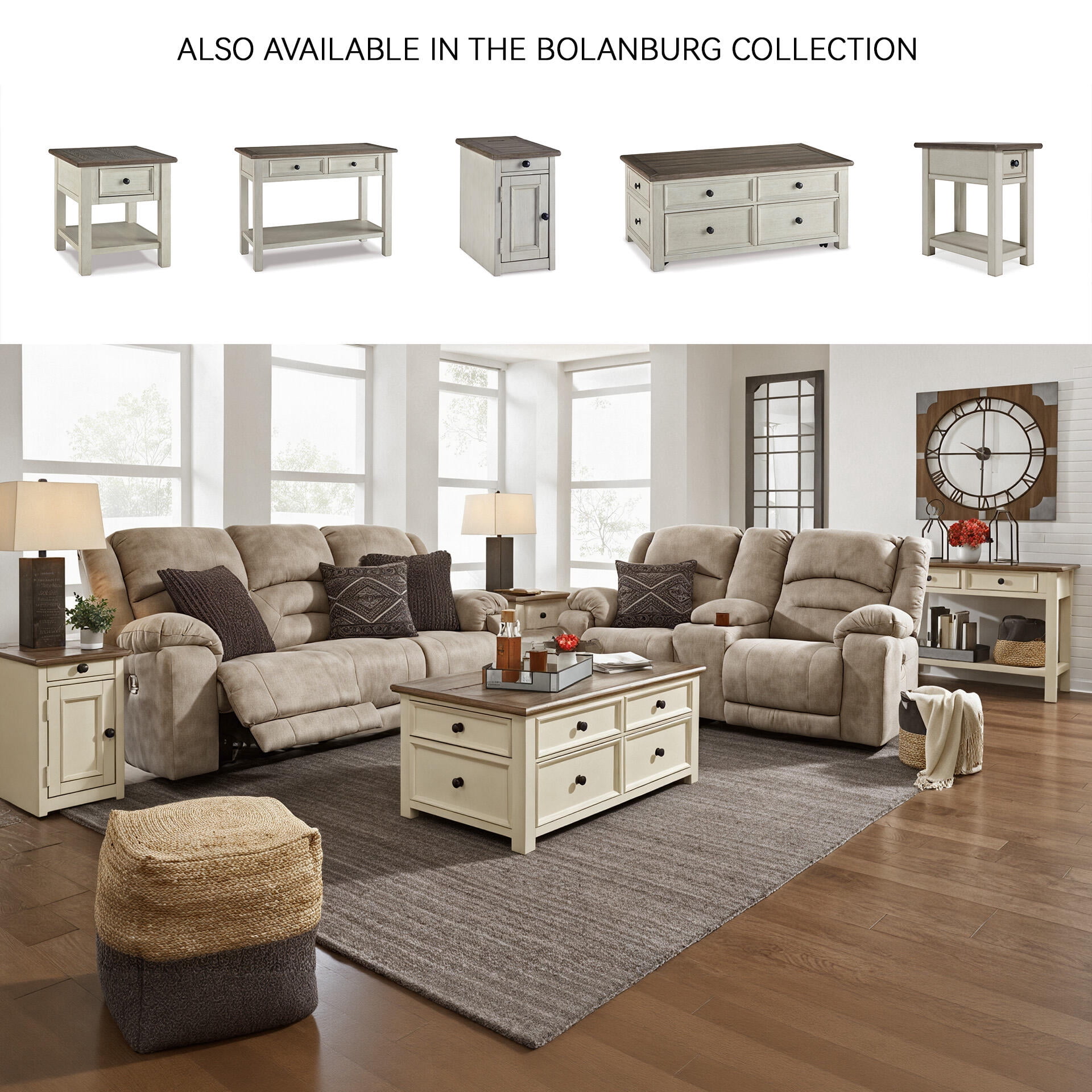 Signature Design by Ashley Bolanburg 4 Drawer Coffee Table with Lift Top, Two-tone Brown