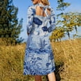 thumbnail image 5 of Blue Chinoiserie Toile Fish Dress Summer Dresses Woman Street Style Big Size Casual Dress, 5 of 9