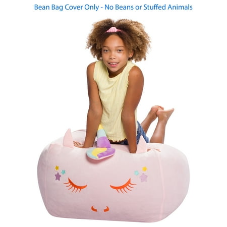 UPC: 0810073460201 | Posh Creations Animal Bean Bag Stuffable Cover  Soft Cover  Kids  2 ft  Pink Unicorn