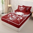 thumbnail image 2 of Homewish Halloween Wing Skull Zipper Twin Comforter Sets with Fitted Sheet and 2 Pillowcases,Sharp Spiked Print Zipper Bedding Set,Scarlet Red White,Black Reversible,4pcs, 2 of 7