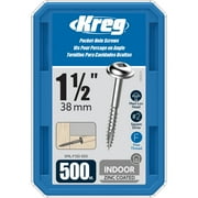 Kreg SML-F150-500 Zinc Pocket-Hole Screws, 1 1/2-Inch, #7 Fine Thread, Maxi-Loc Head (500 Count)