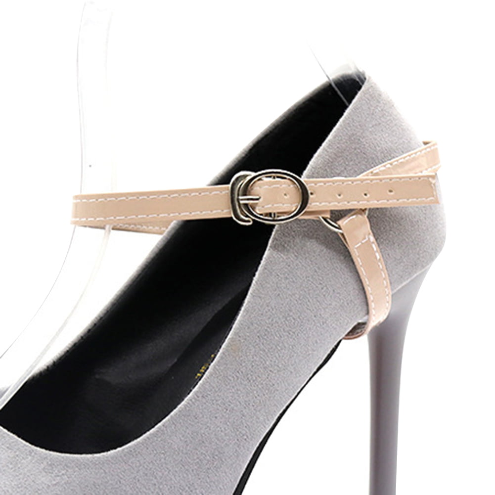 Womens Detachable Suede Shoe Strap High Heels Anti-Slip Anti-loose Shoelace Accessories Shoe Buckles Decor Gray 