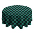 thumbnail image 4 of Teal and Black Checkerboard Pattern Round Tablecloth 60"x60",Wrinkle Wipeable Table Cloth for Kitchen Dining Room Picnic Patio Party, 4 of 6