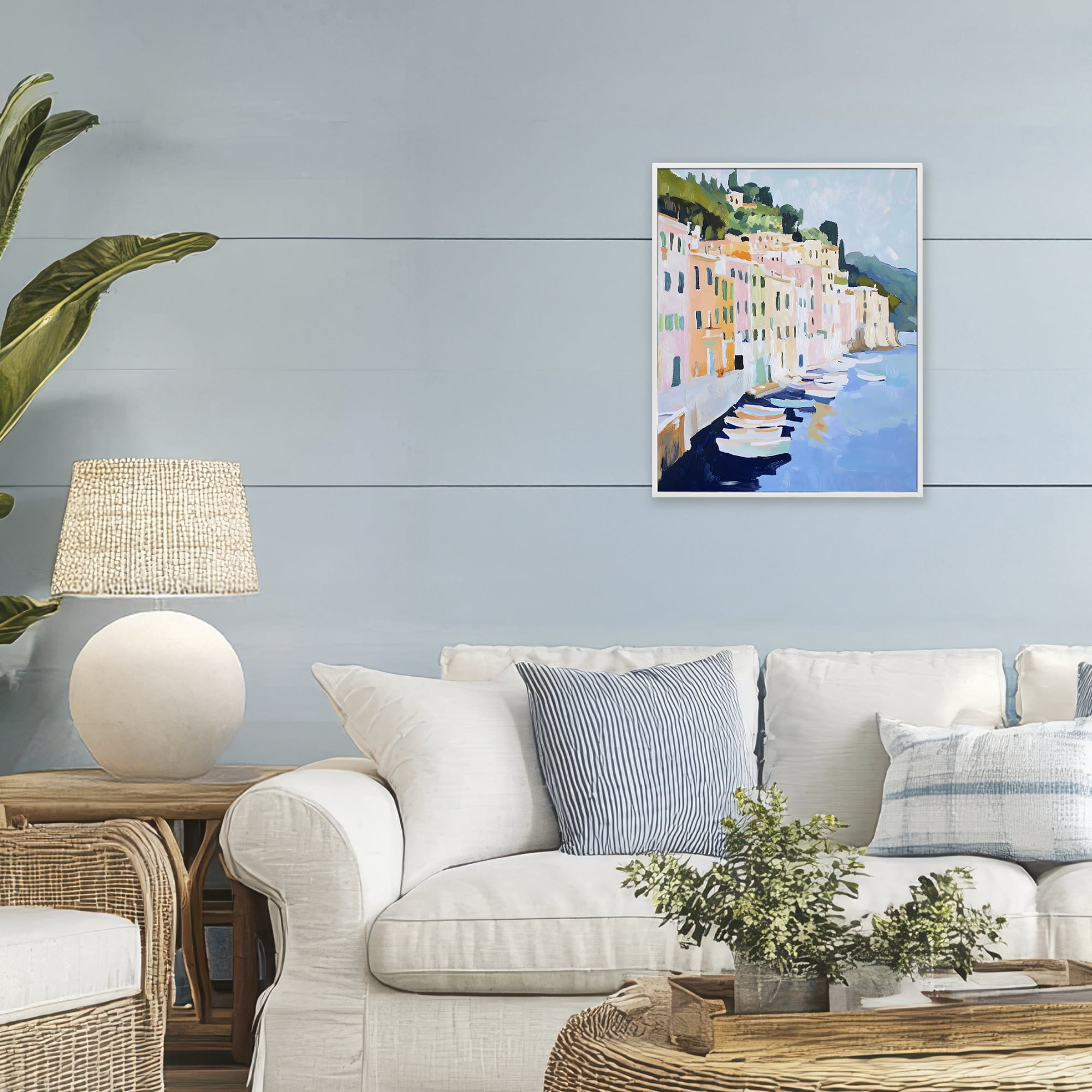 Stupell Industries Portofino Harbor View White Framed Giclee Art, design by The Prints Vibe